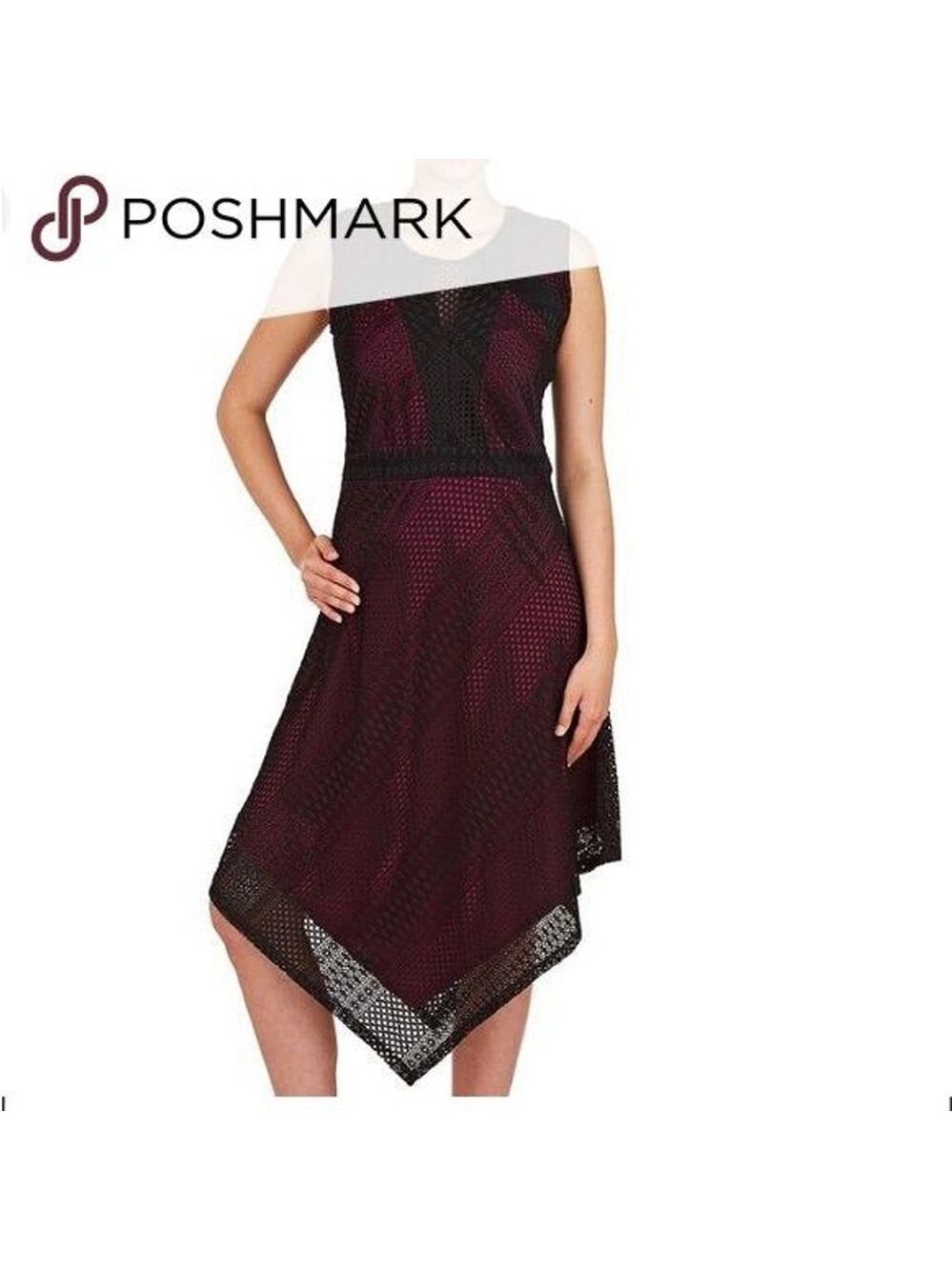 Women's Peter Nygard Asymmetrical Dress Size 12 Black and Pink